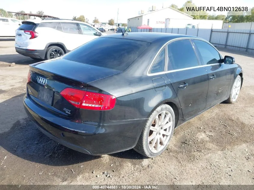 2011 Audi A4 2.0T Premium VIN: WAUFFAFL4BN012638 Lot: 40744581