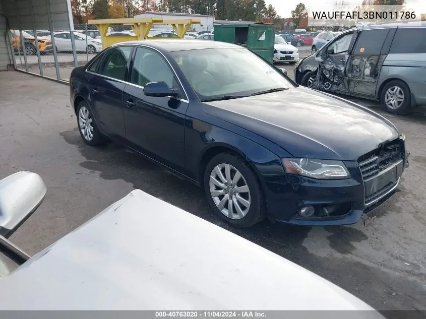 2011 Audi A4 2.0T Premium VIN: WAUFFAFL3BN011786 Lot: 40763020