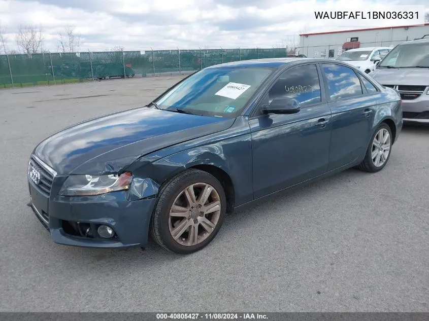 2011 Audi A4 2.0T Premium VIN: WAUBFAFL1BN036331 Lot: 40805427