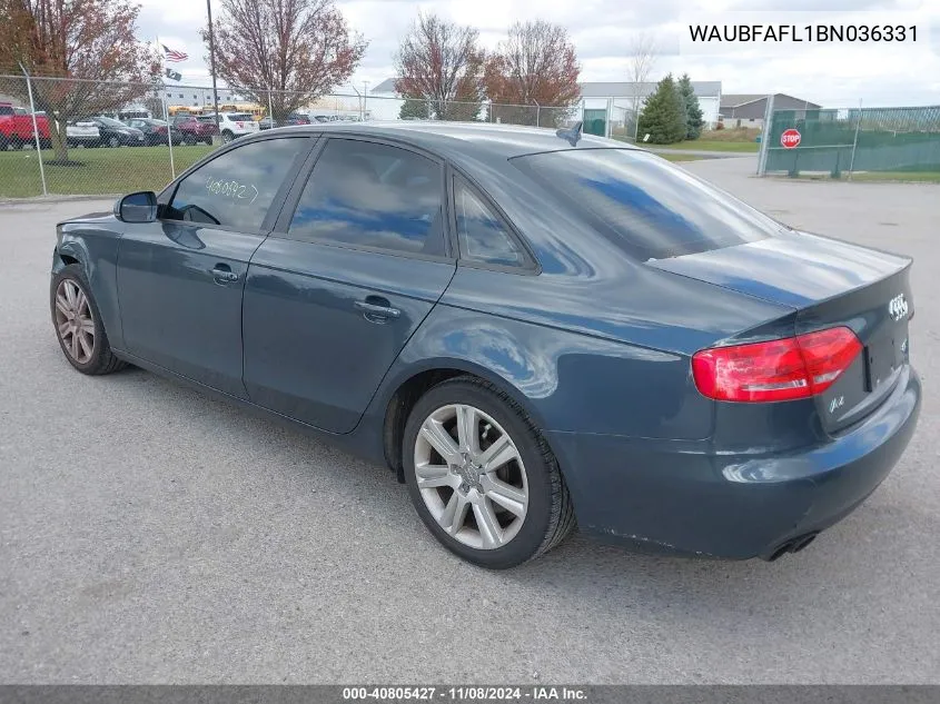 2011 Audi A4 2.0T Premium VIN: WAUBFAFL1BN036331 Lot: 40805427