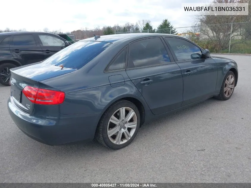 2011 Audi A4 2.0T Premium VIN: WAUBFAFL1BN036331 Lot: 40805427