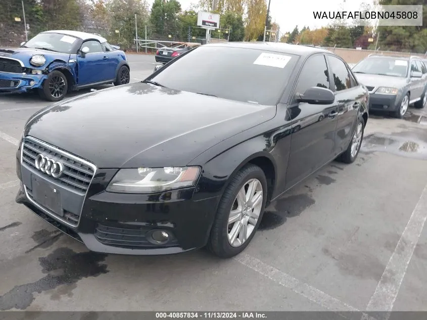 2011 Audi A4 2.0T Premium VIN: WAUAFAFL0BN045808 Lot: 40857834