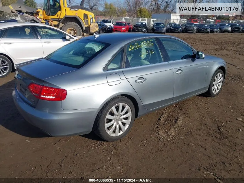 2011 Audi A4 2.0T Premium VIN: WAUFFAFL4BN010176 Lot: 40868535