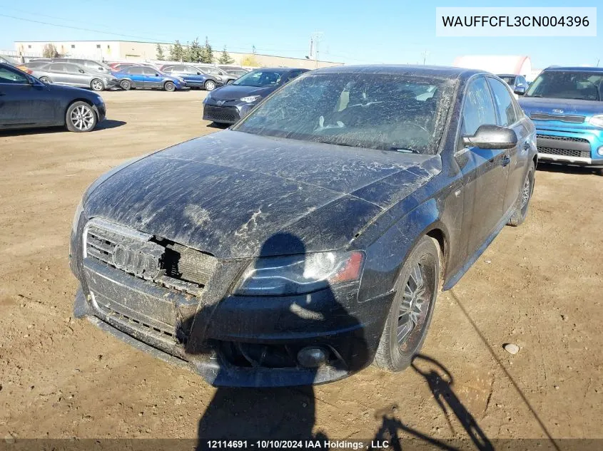 2012 Audi A4 VIN: WAUFFCFL3CN004396 Lot: 12114691