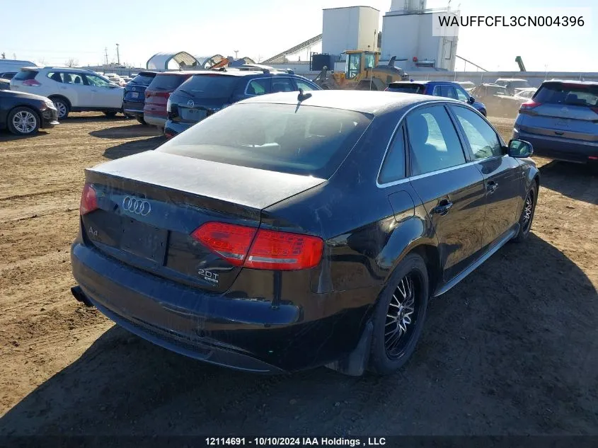 2012 Audi A4 VIN: WAUFFCFL3CN004396 Lot: 12114691