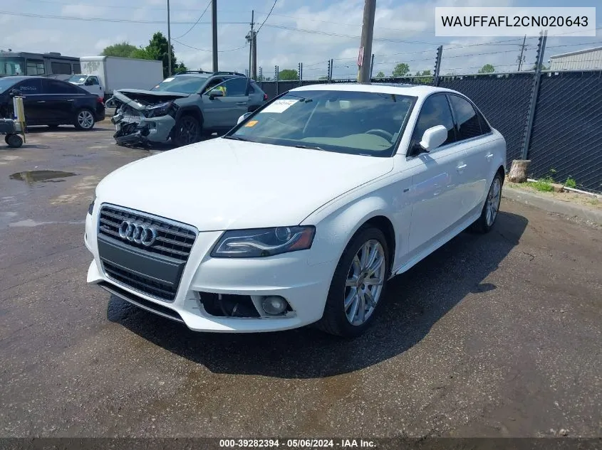 2012 Audi A4 2.0T Premium VIN: WAUFFAFL2CN020643 Lot: 39282394