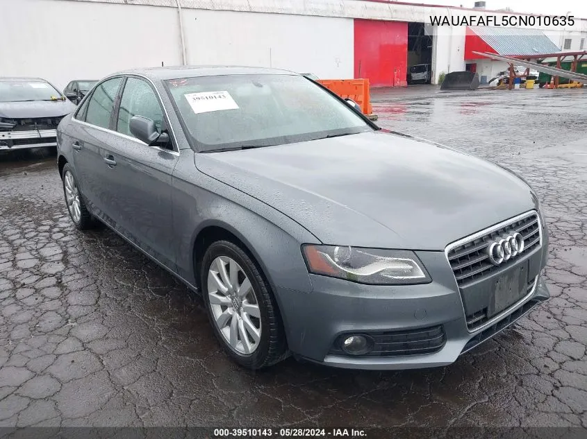 2012 Audi A4 2.0T Premium VIN: WAUAFAFL5CN010635 Lot: 39510143