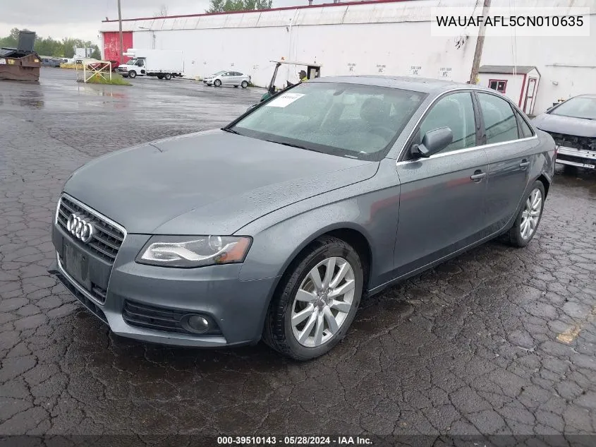 2012 Audi A4 2.0T Premium VIN: WAUAFAFL5CN010635 Lot: 39510143