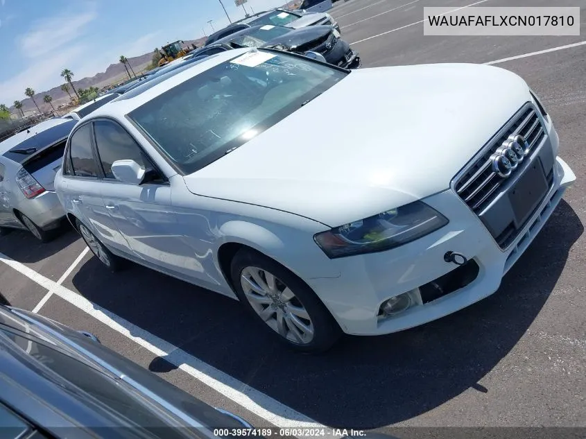 WAUAFAFLXCN017810 2012 Audi A4 2.0T Premium