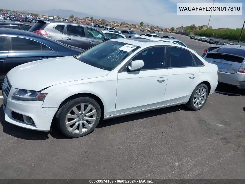 WAUAFAFLXCN017810 2012 Audi A4 2.0T Premium