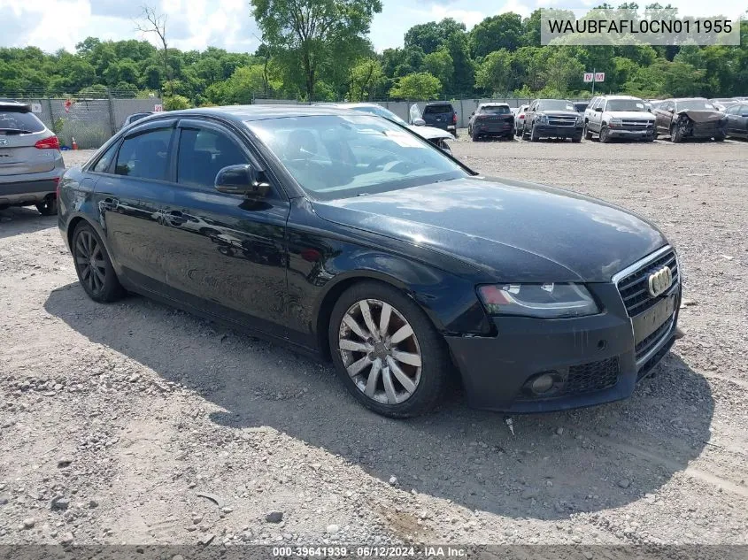 2012 Audi A4 2.0T Premium VIN: WAUBFAFL0CN011955 Lot: 39641939