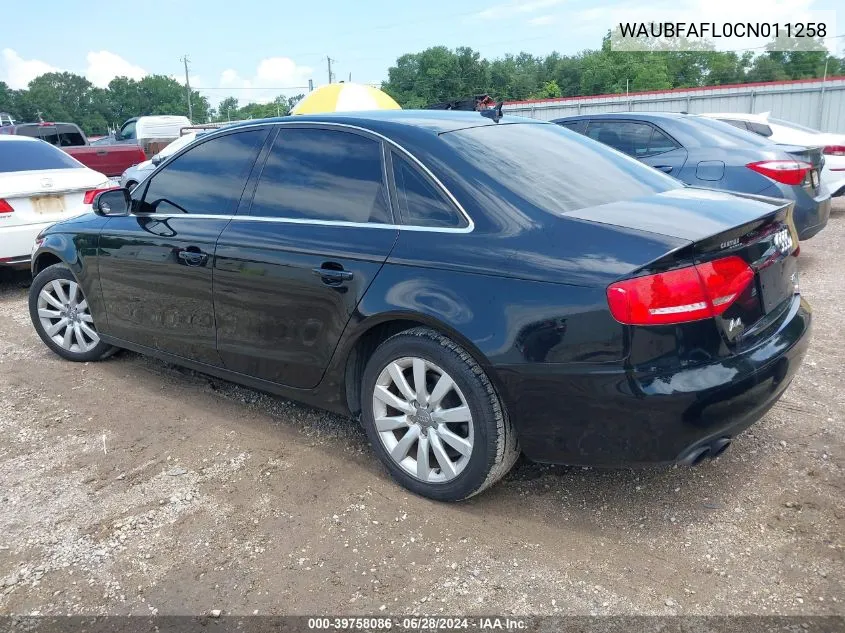 WAUBFAFL0CN011258 2012 Audi A4 2.0T Premium