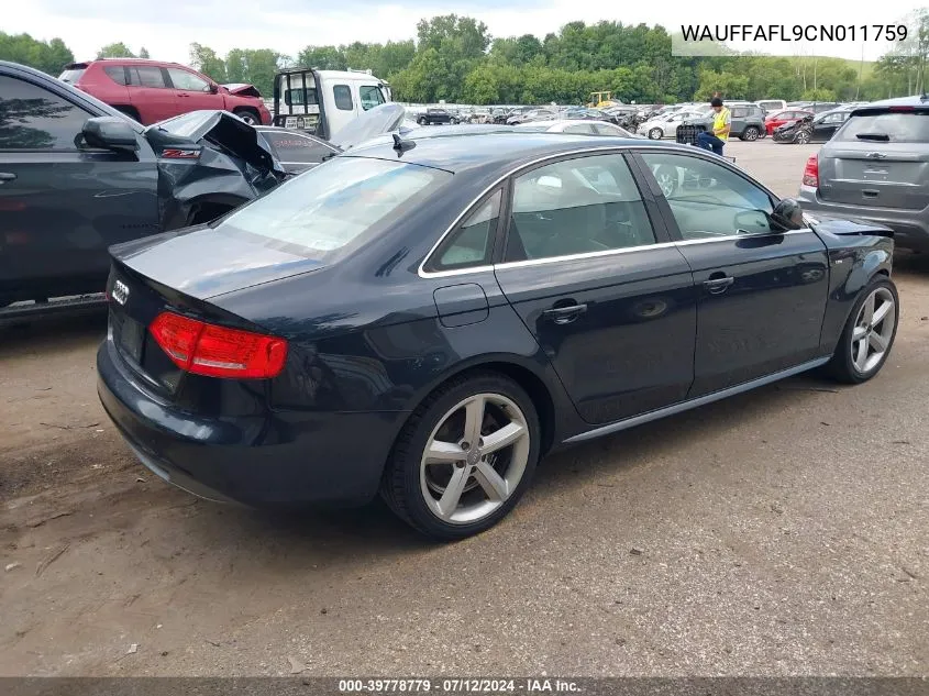 WAUFFAFL9CN011759 2012 Audi A4 2.0T Premium