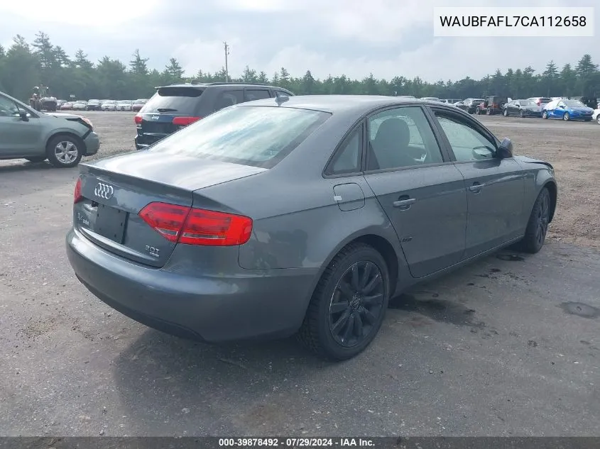 2012 Audi A4 2.0T Premium VIN: WAUBFAFL7CA112658 Lot: 39878492