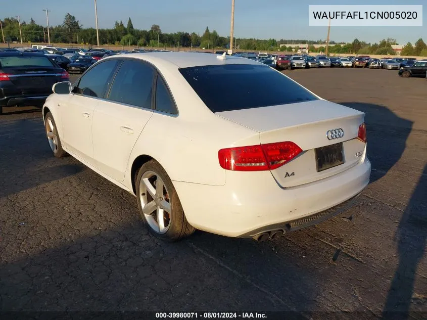 WAUFFAFL1CN005020 2012 Audi A4 2.0T Premium