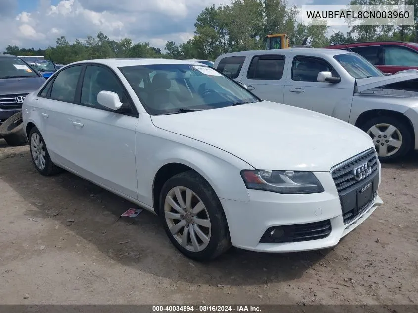 WAUBFAFL8CN003960 2012 Audi A4 2.0T Premium