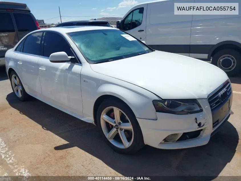 2012 Audi A4 2.0T Premium VIN: WAUFFAFL0CA055754 Lot: 40114455