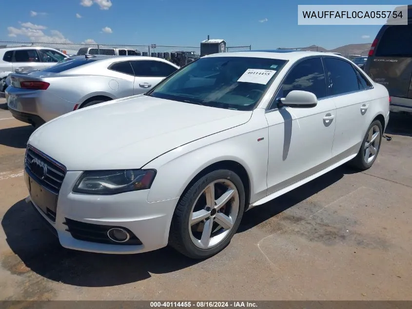 2012 Audi A4 2.0T Premium VIN: WAUFFAFL0CA055754 Lot: 40114455