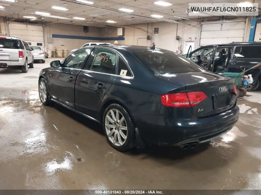 2012 Audi A4 Premium Plus VIN: WAUHFAFL6CN011825 Lot: 40131043