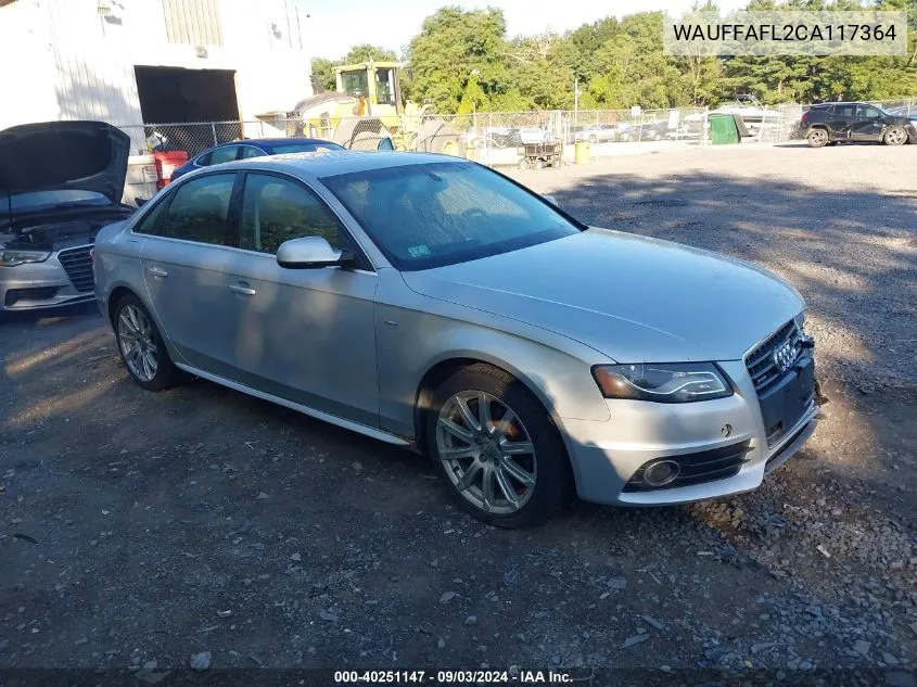 2012 Audi A4 2.0T Premium VIN: WAUFFAFL2CA117364 Lot: 40251147