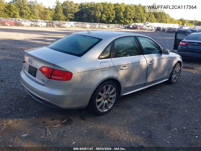 2012 Audi A4 2.0T Premium VIN: WAUFFAFL2CA117364 Lot: 40251147