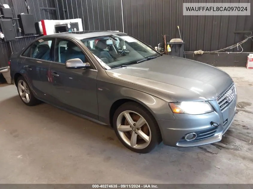 2012 Audi A4 2.0T Premium VIN: WAUFFAFL8CA097024 Lot: 40274635