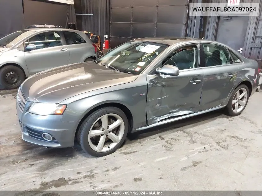 2012 Audi A4 2.0T Premium VIN: WAUFFAFL8CA097024 Lot: 40274635