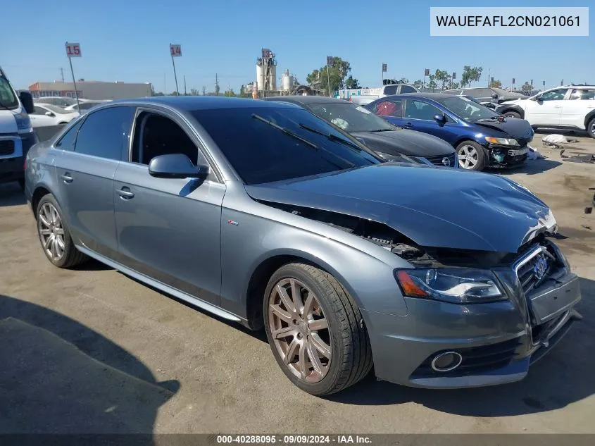 2012 Audi A4 2.0T Premium VIN: WAUEFAFL2CN021061 Lot: 40288095