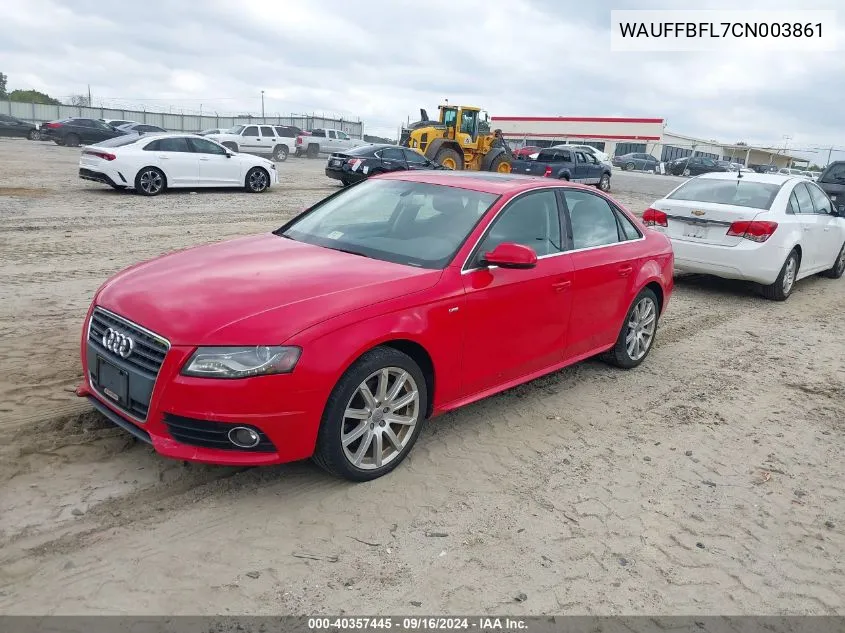 2012 Audi A4 2.0T Premium VIN: WAUFFBFL7CN003861 Lot: 40357445