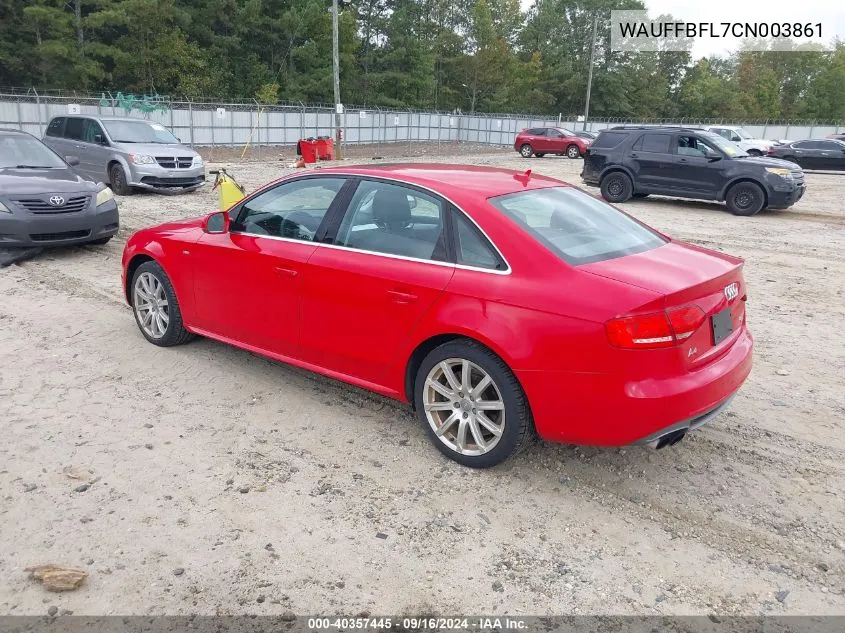 2012 Audi A4 2.0T Premium VIN: WAUFFBFL7CN003861 Lot: 40357445