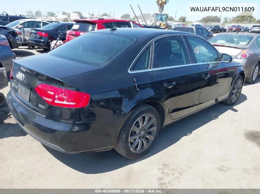 2012 Audi A4 2.0T Premium VIN: WAUAFAFL9CN011609 Lot: 40368968