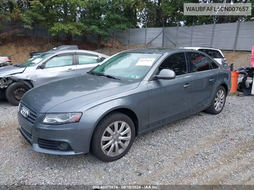 2012 Audi A4 2.0T Premium VIN: WAUBFAFL5CN007657 Lot: 40375874