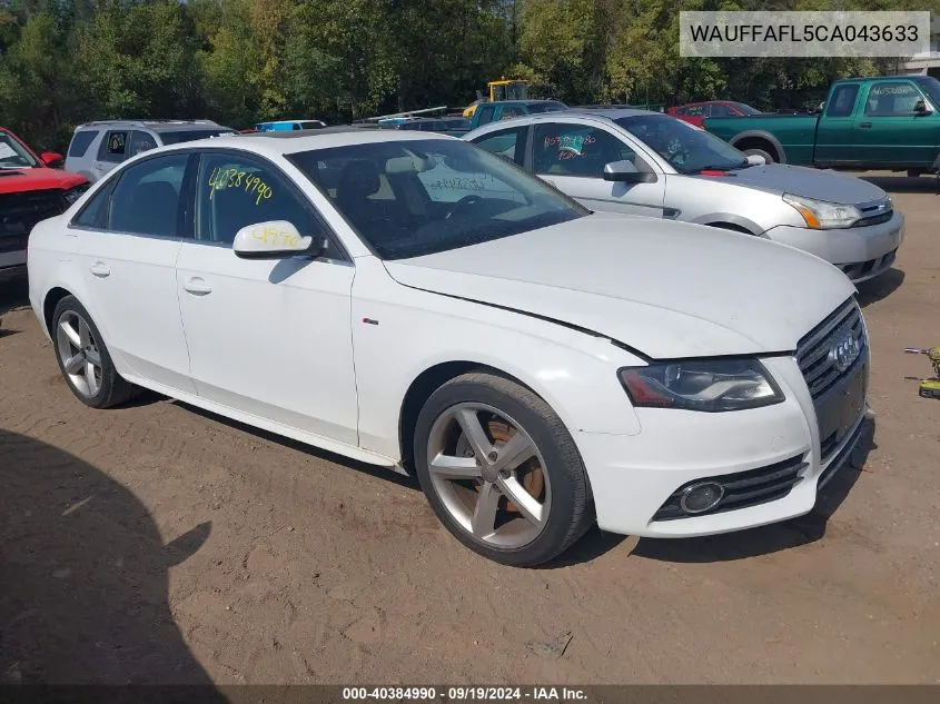 2012 Audi A4 2.0T Premium VIN: WAUFFAFL5CA043633 Lot: 40384990