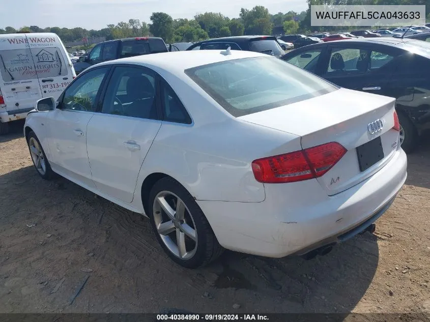 2012 Audi A4 2.0T Premium VIN: WAUFFAFL5CA043633 Lot: 40384990