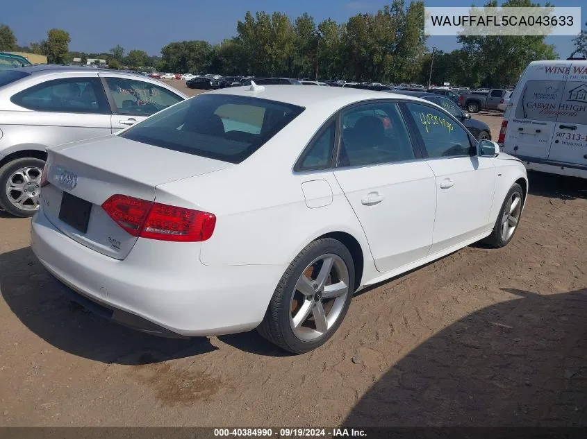 WAUFFAFL5CA043633 2012 Audi A4 2.0T Premium