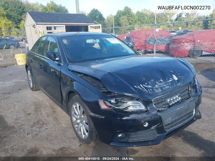 WAUBFAFL0CN002270 2012 Audi A4 Premium