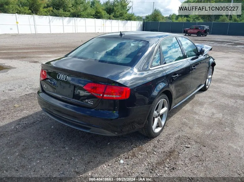 WAUFFAFL1CN005227 2012 Audi A4 2.0T Premium