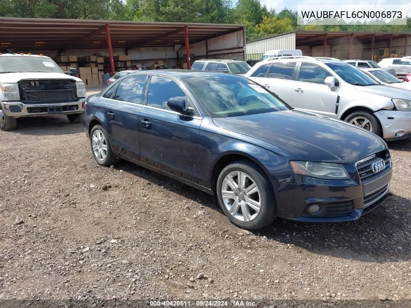 2012 Audi A4 2.0T Premium VIN: WAUBFAFL6CN006873 Lot: 40420511