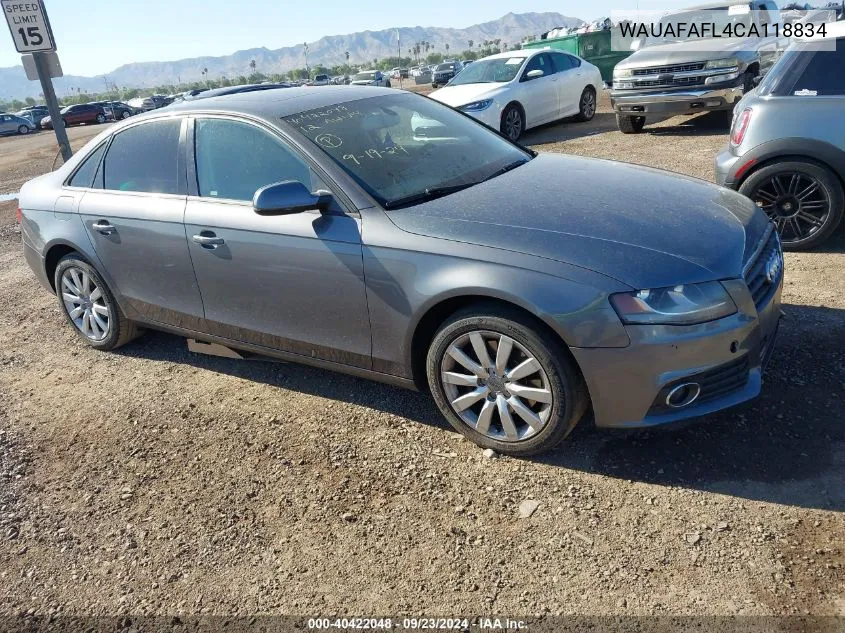 WAUAFAFL4CA118834 2012 Audi A4 2.0T Premium