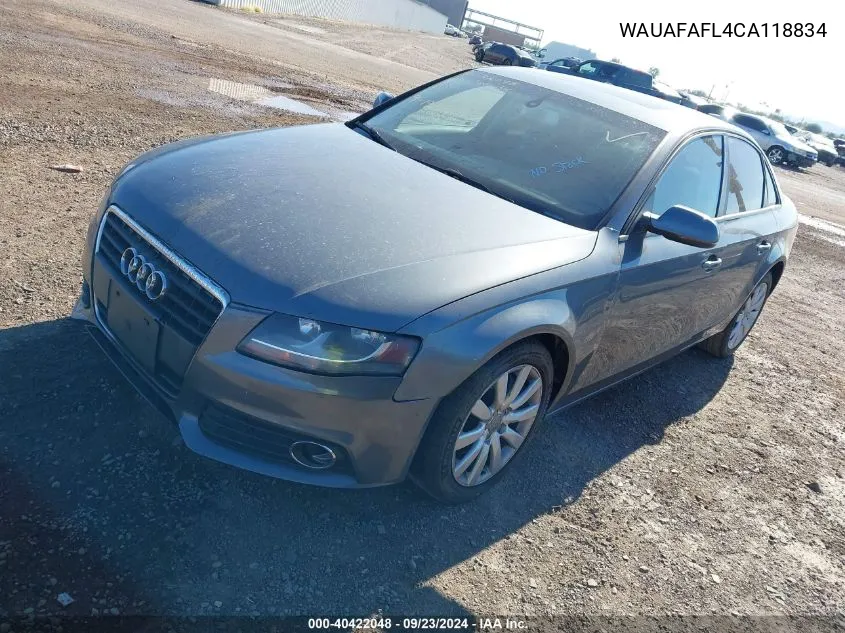 WAUAFAFL4CA118834 2012 Audi A4 2.0T Premium