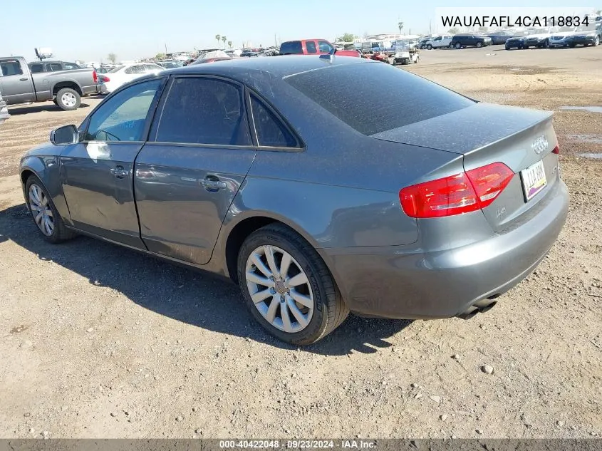 2012 Audi A4 2.0T Premium VIN: WAUAFAFL4CA118834 Lot: 40422048