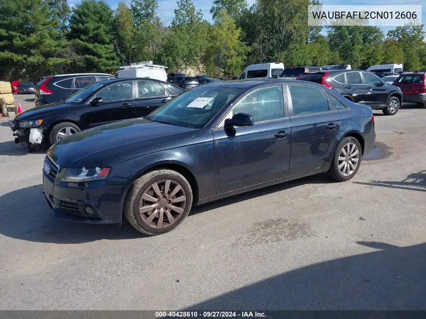 2012 Audi A4 2.0T Premium VIN: WAUBFAFL2CN012606 Lot: 40428610