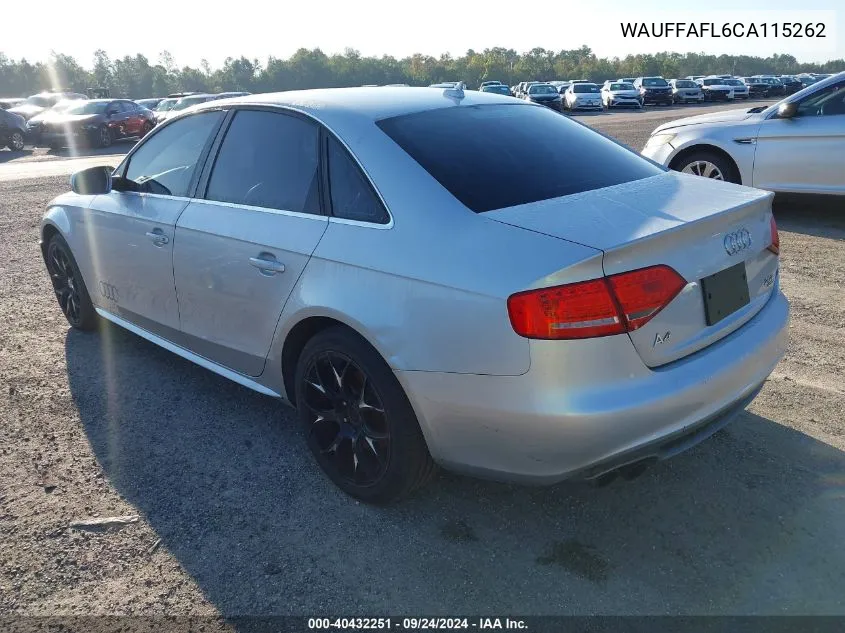 2012 Audi A4 2.0T Premium VIN: WAUFFAFL6CA115262 Lot: 40432251