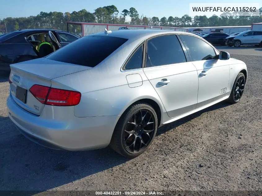 2012 Audi A4 2.0T Premium VIN: WAUFFAFL6CA115262 Lot: 40432251