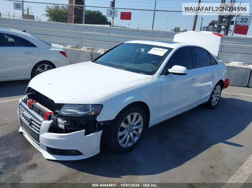 2012 Audi A4 2.0T Premium VIN: WAUAFAFL2CN004596 Lot: 40444937