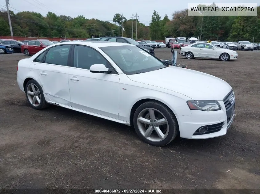 WAUFFAFLXCA102286 2012 Audi A4 2.0T Premium