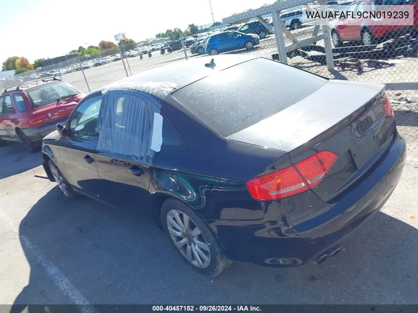 2012 Audi A4 2.0T Premium VIN: WAUAFAFL9CN019239 Lot: 40457152