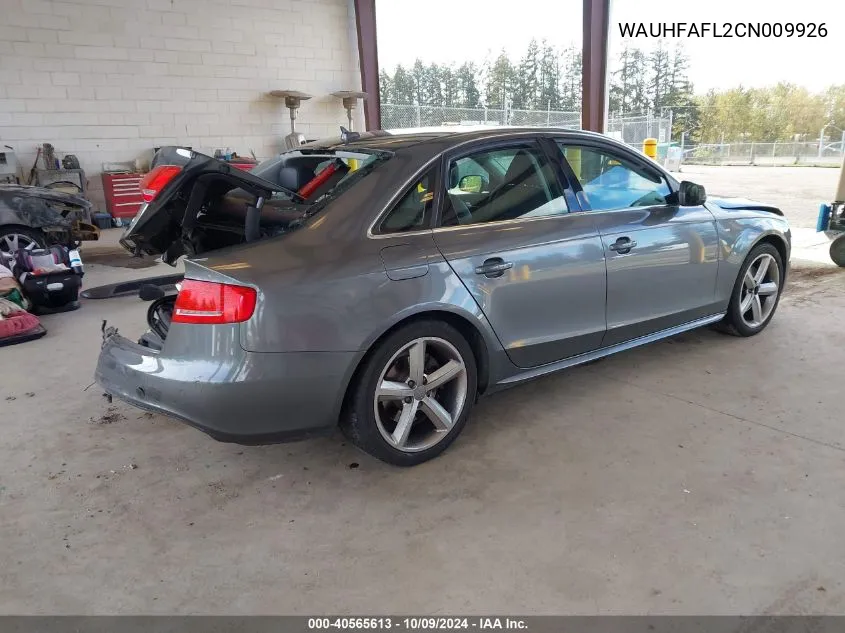 2012 Audi A4 2.0T Premium VIN: WAUHFAFL2CN009926 Lot: 40565613