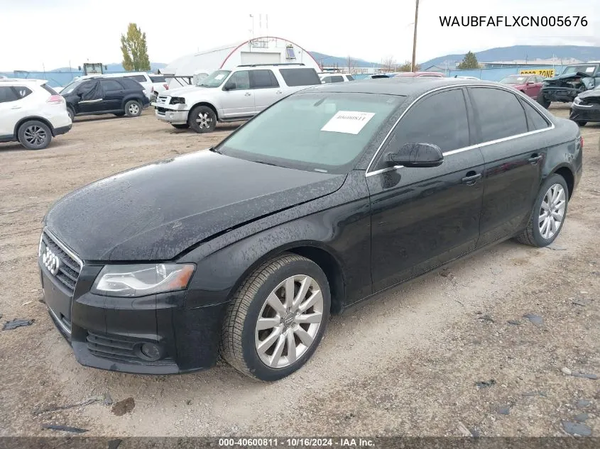 2012 Audi A4 2.0T Premium VIN: WAUBFAFLXCN005676 Lot: 40600811