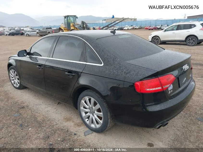 2012 Audi A4 2.0T Premium VIN: WAUBFAFLXCN005676 Lot: 40600811